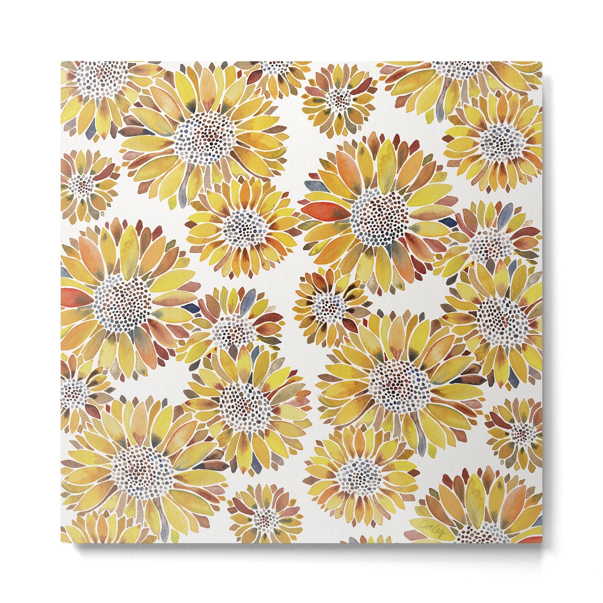 Sunflower Blooms - Yellow Metal Print | TeksDecor