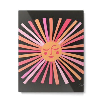 Sunshine - Pink on Charcoal Metal Print | TeksDecor