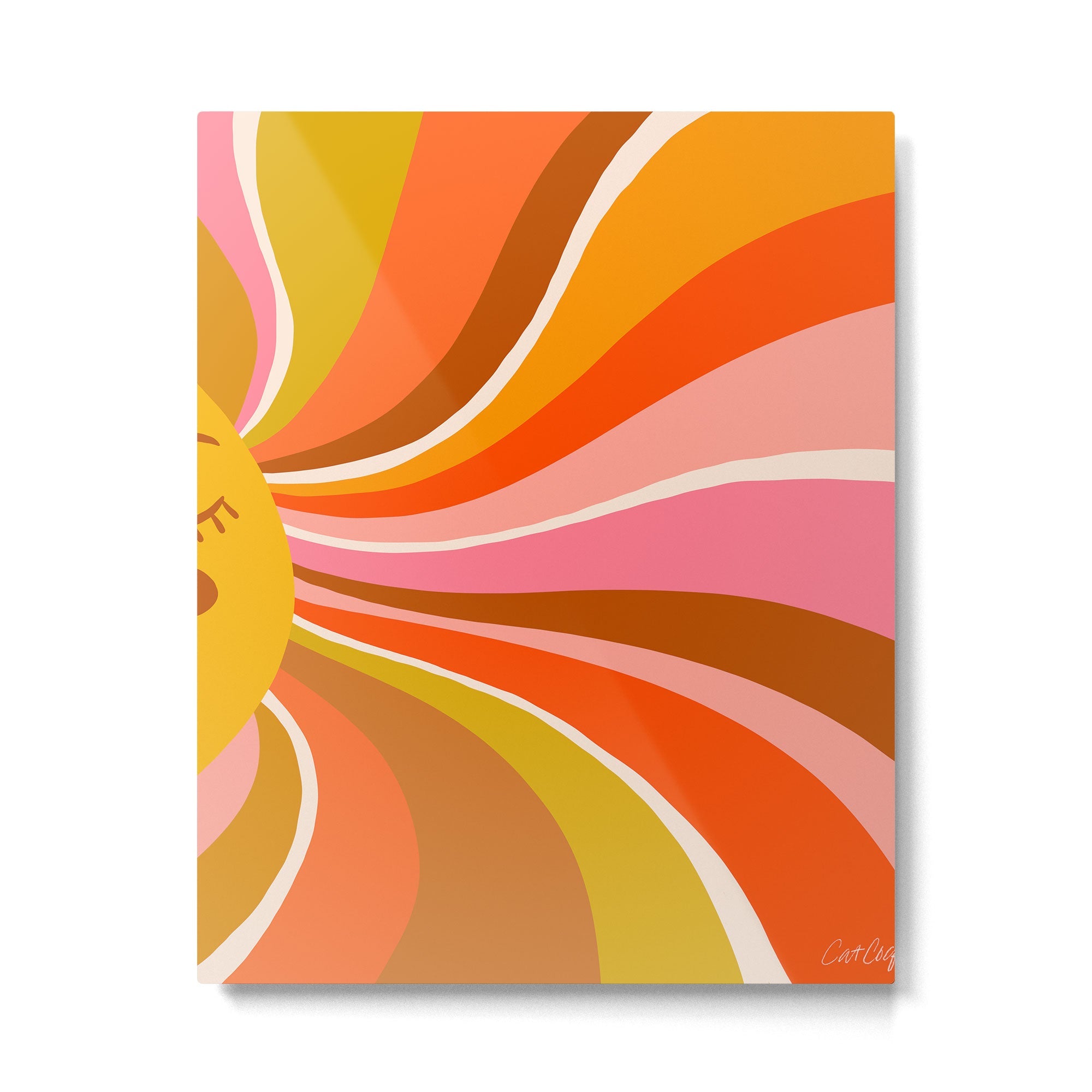 Sunshine Swirl - Retro Ochre Metal Print | TeksDecor