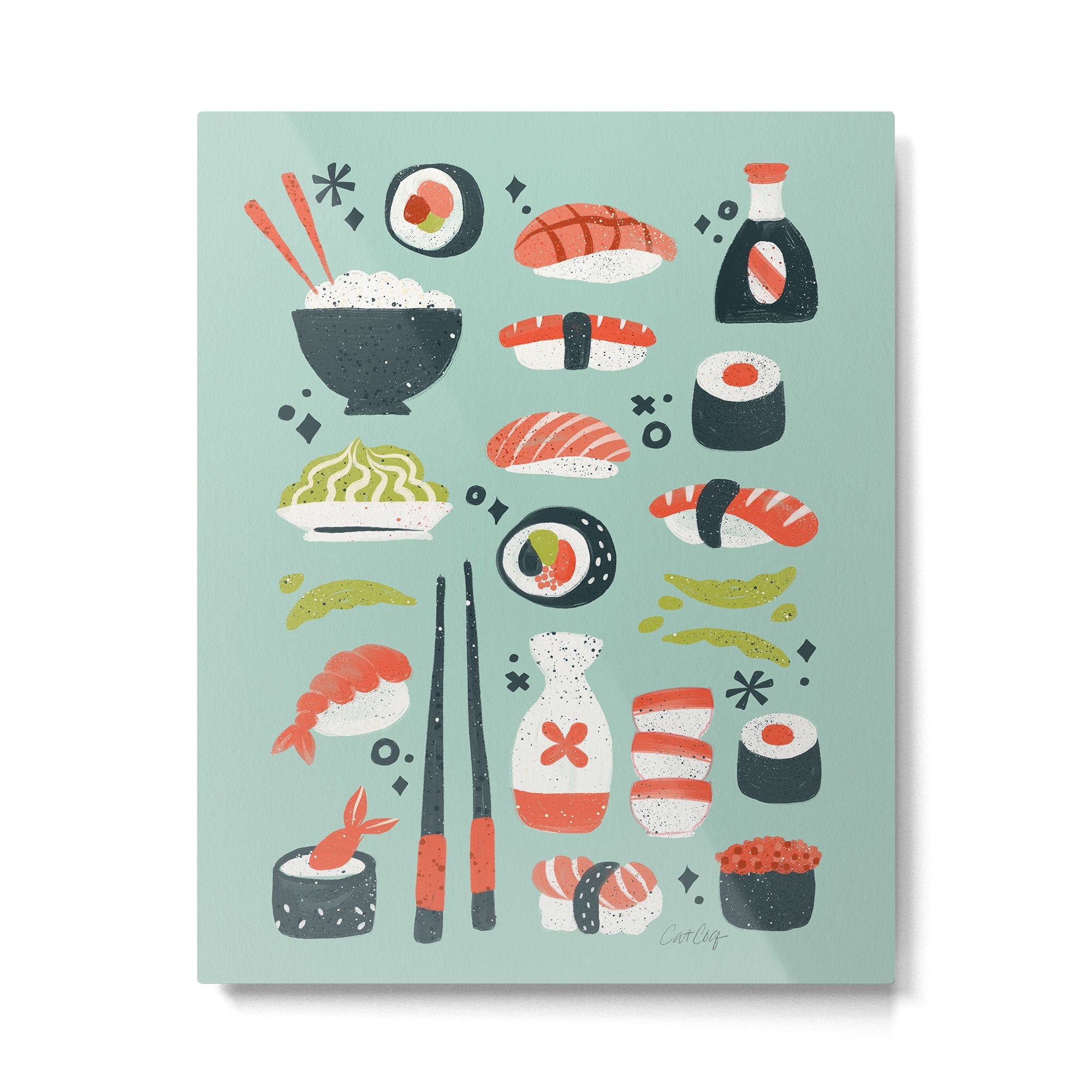 Sushi Dreams - Mint Metal Print | TeksDecor