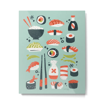 Sushi Dreams - Mint Metal Print | TeksDecor