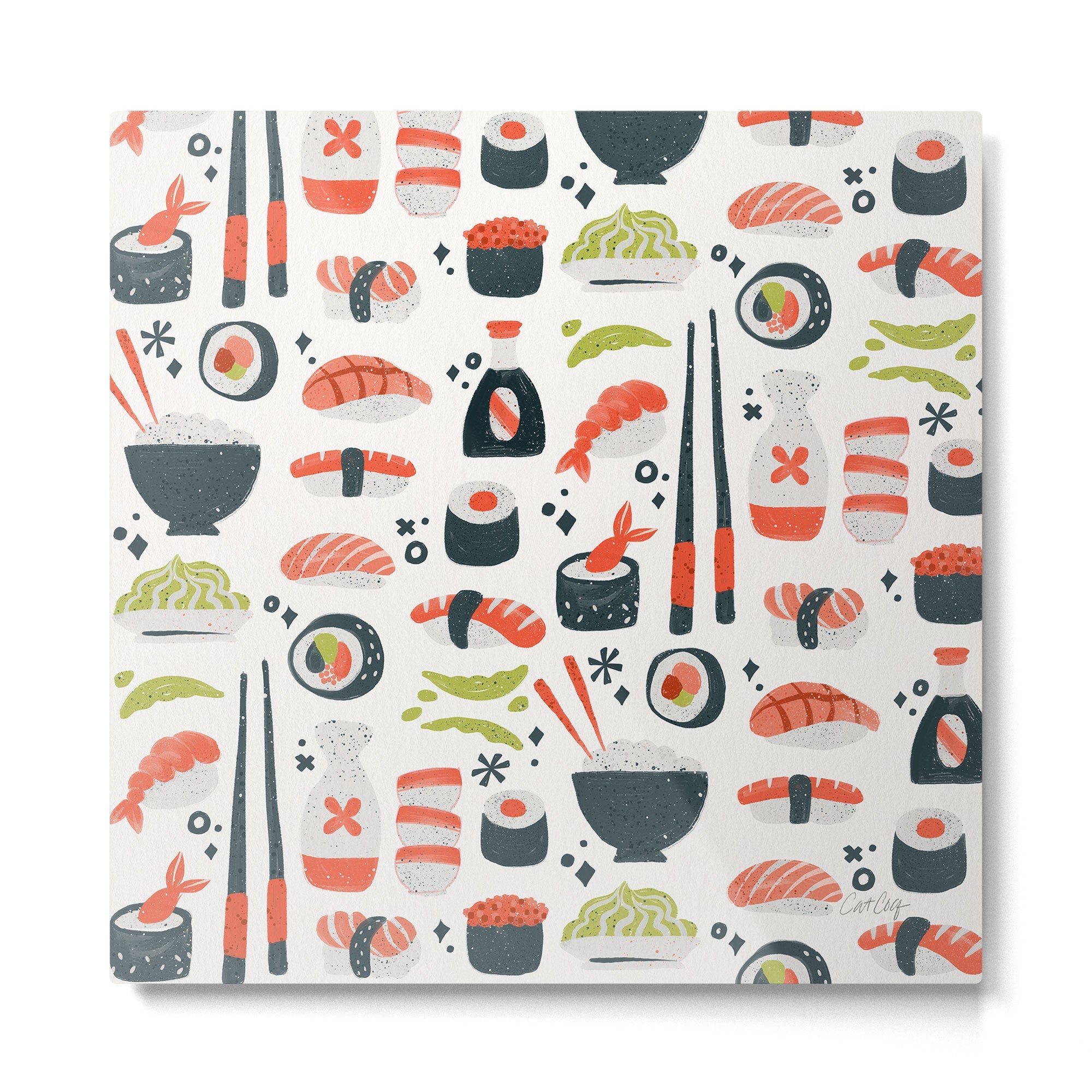Sushi Dreams - White Metal Print | TeksDecor