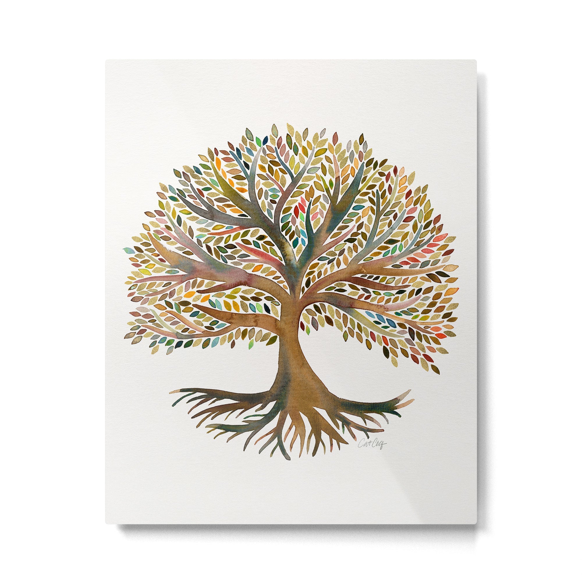 Tree of Life Watercolor - Autumn Metal Print | TeksDecor