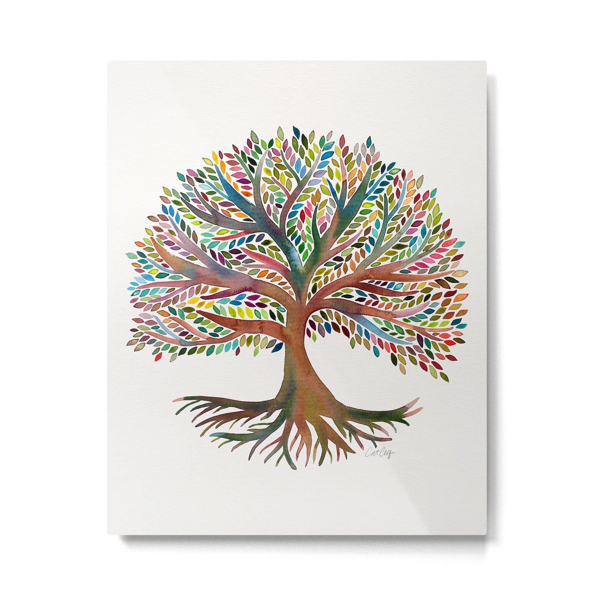 Tree of Life Watercolor - Rainbow Palette Metal Print | TeksDecor