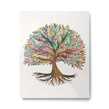 Tree of Life Watercolor - Rainbow Palette Metal Print | TeksDecor