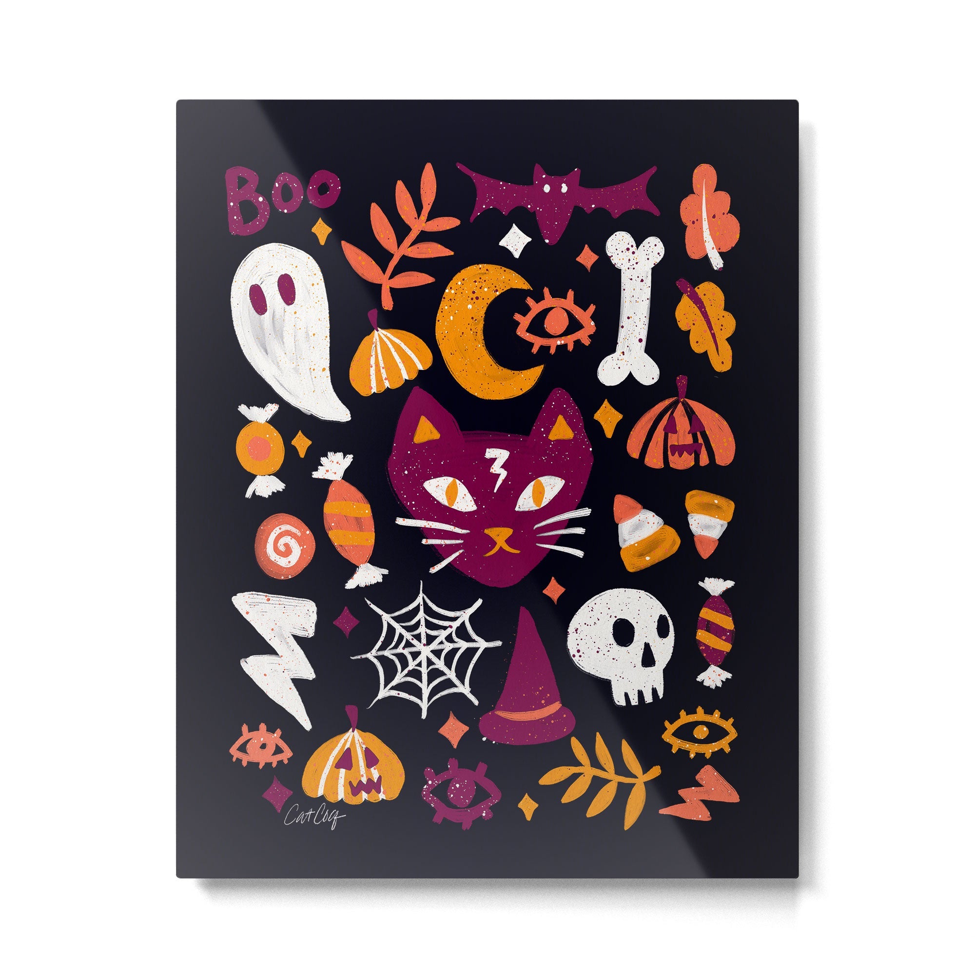 Trick or Treat Yourself - Charcoal Metal Print | TeksDecor
