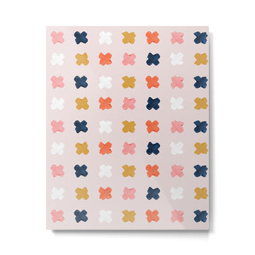 X Grid - Blush & Navy Palette Metal Print | TeksDecor