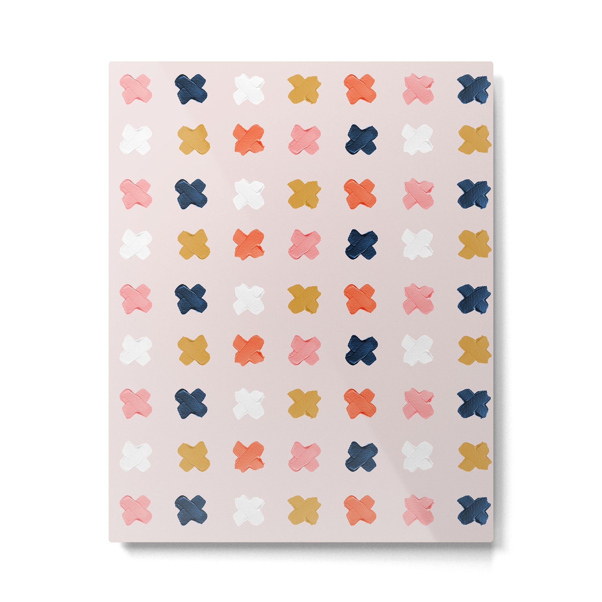 X Grid - Blush & Navy Palette Metal Print | TeksDecor