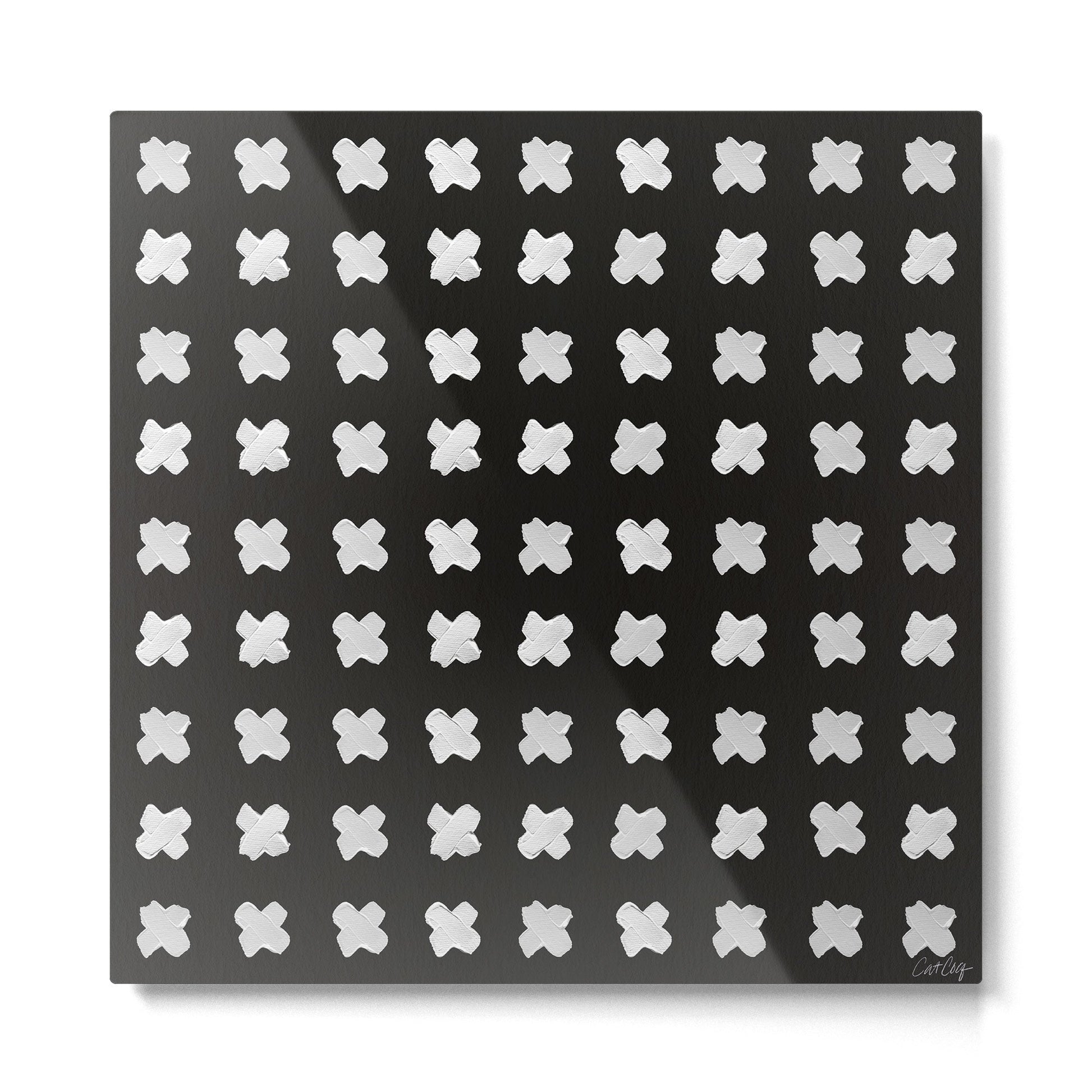 X Grid - White on Black Metal Print | TeksDecor