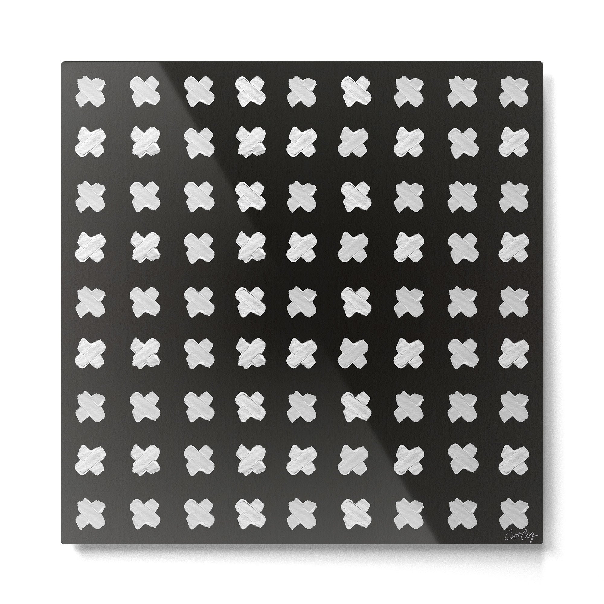 X Grid - White on Black Metal Print | TeksDecor