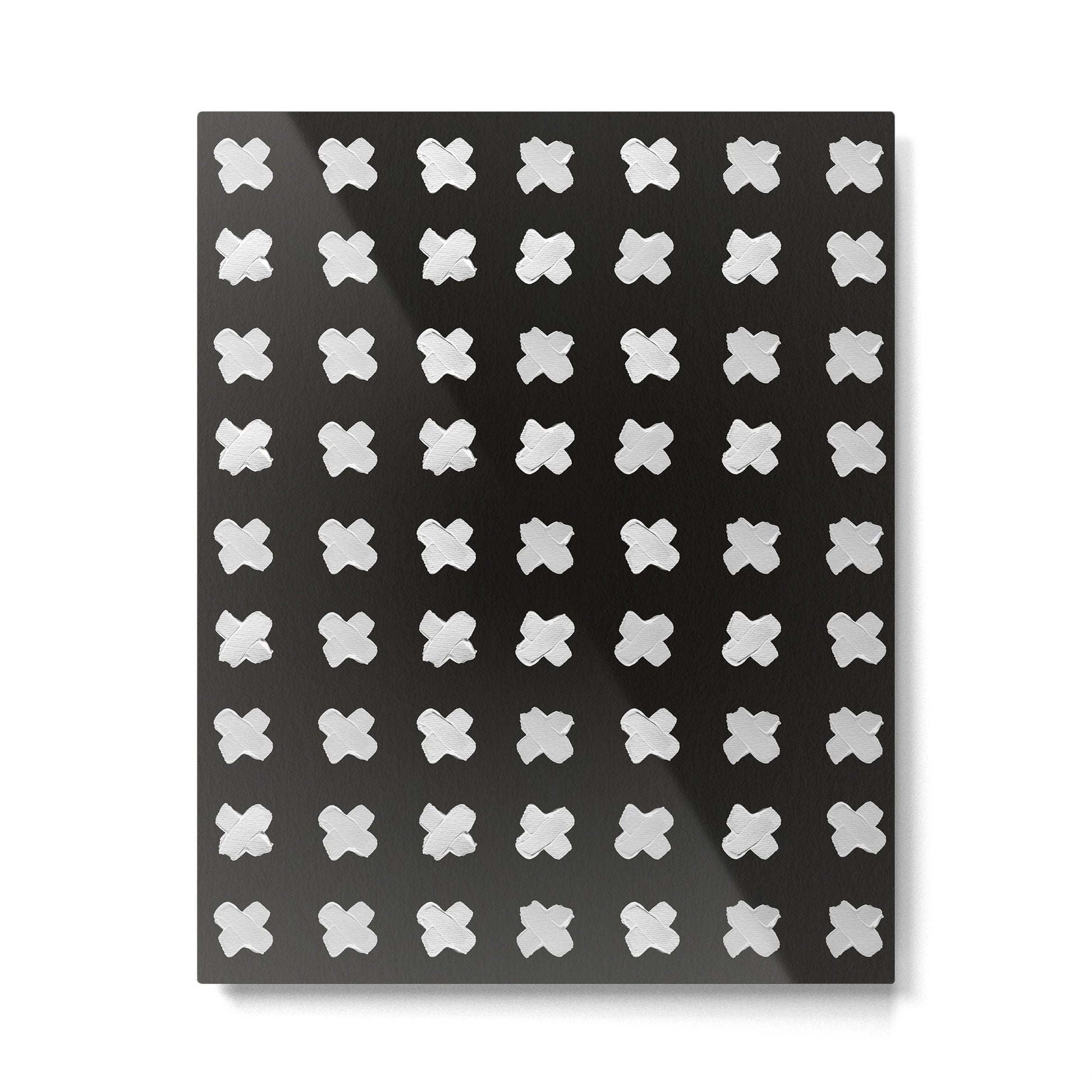 X Grid - White on Black Metal Print | TeksDecor