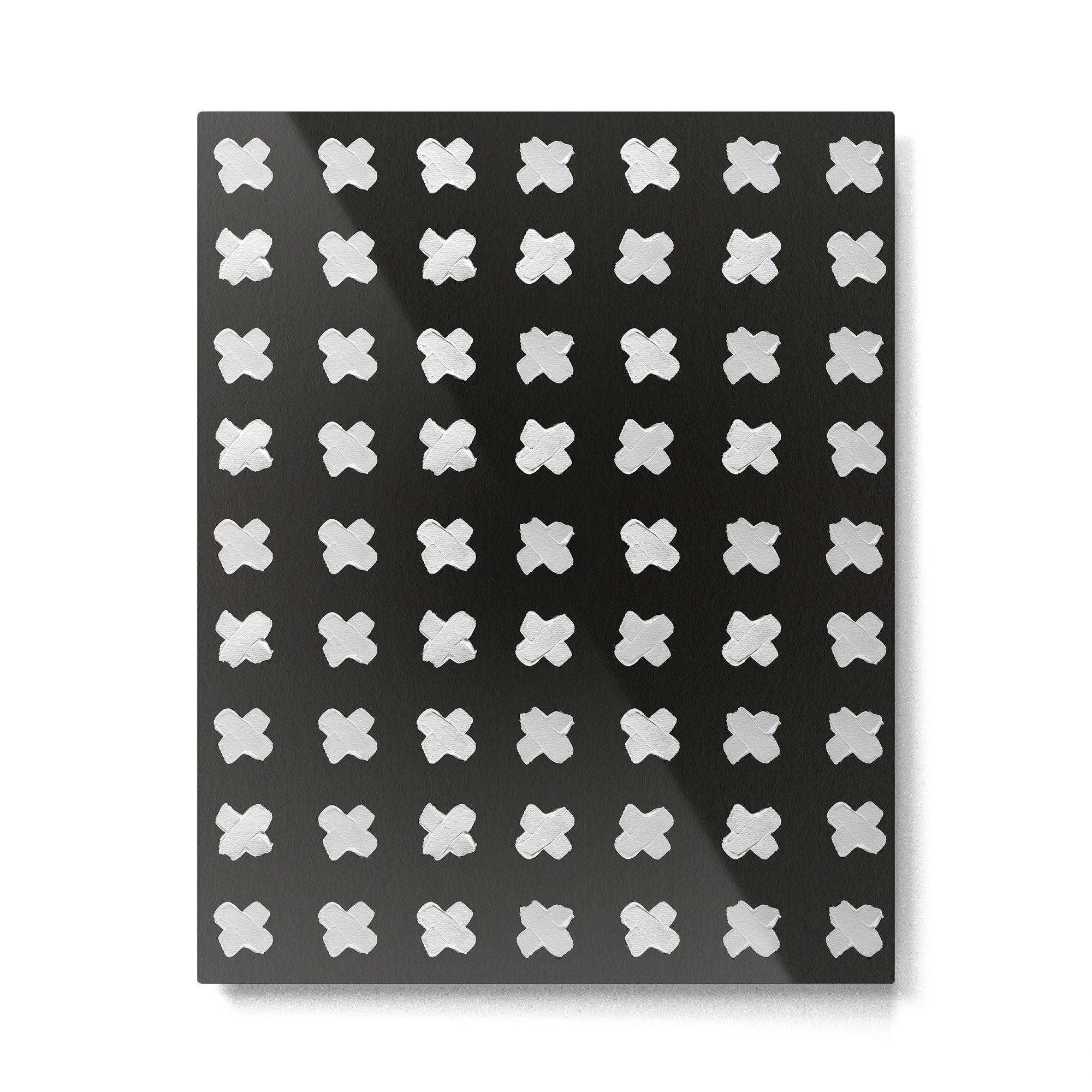 X Grid - White on Black Metal Print | TeksDecor