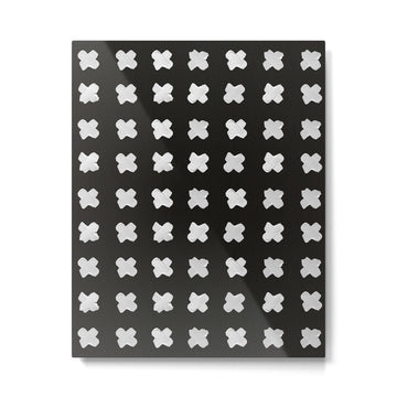X Grid - White on Black Metal Print | TeksDecor