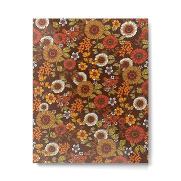 70s retro ditzy flowers, boho, browns, orange, hippie Metal Print | TeksDecor