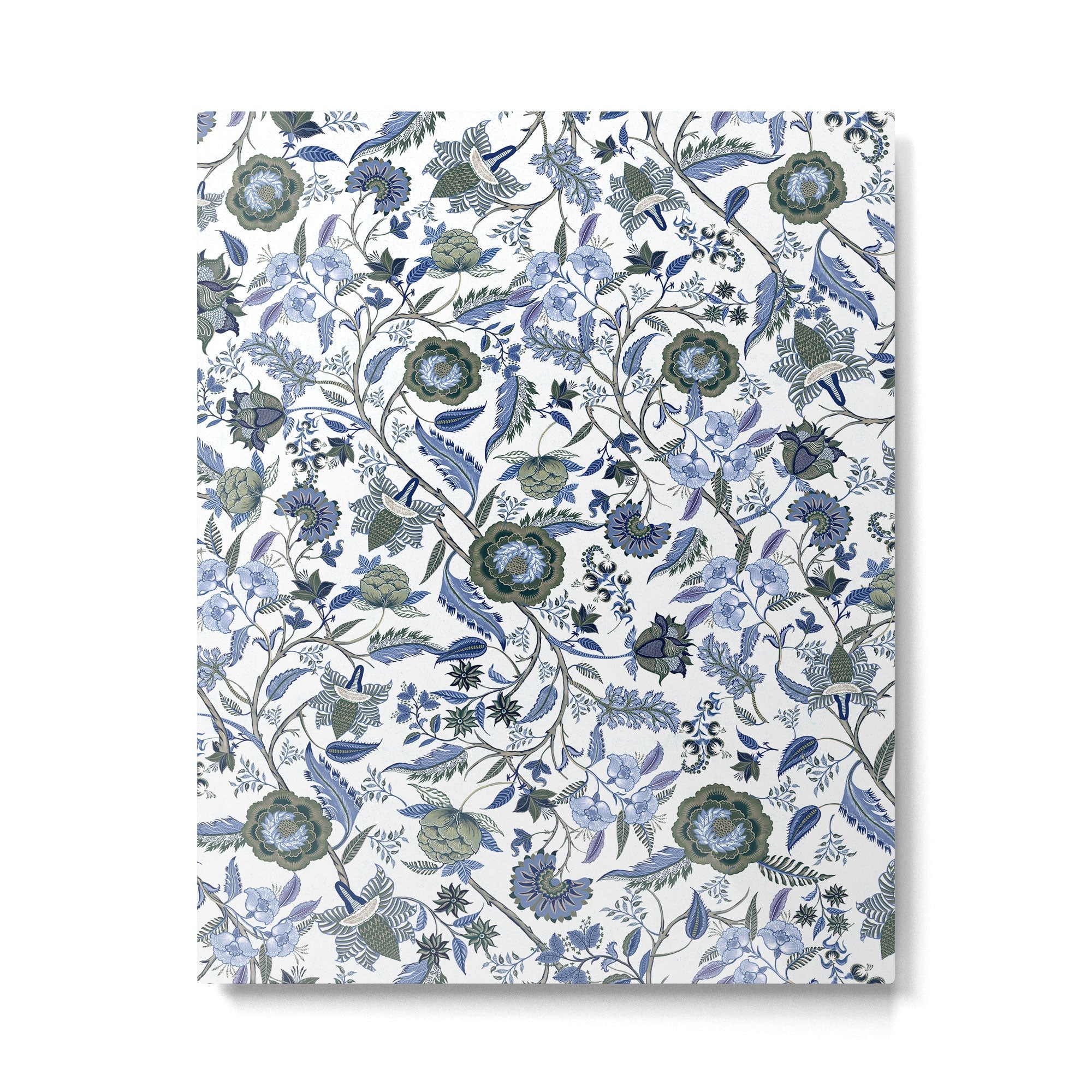 Blue Chinoiserie, Chintz, Indian, vintage floral, 70s,  Metal Print | TeksDecor