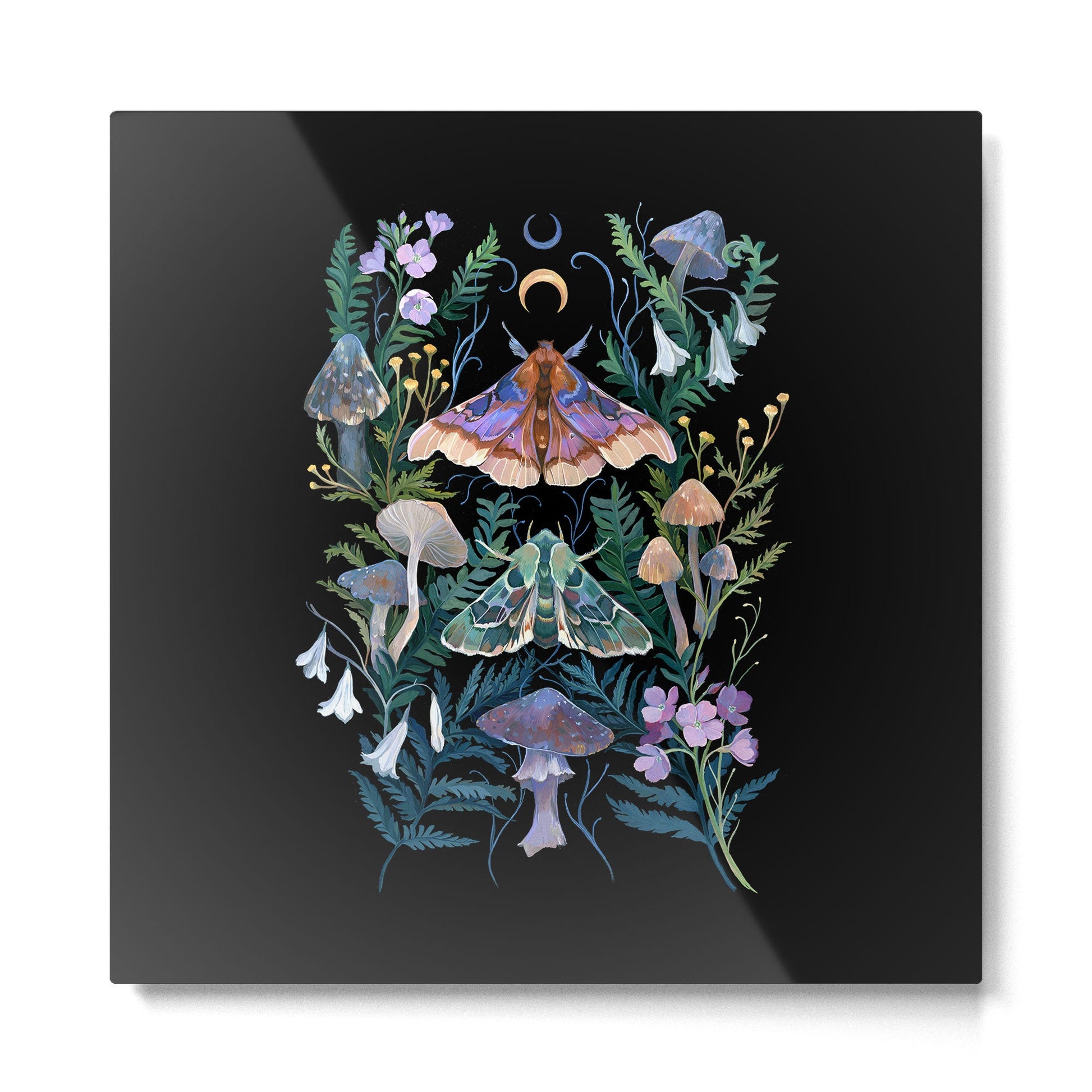 Sphinx Moth Moon Garden Metal Print | TeksDecor