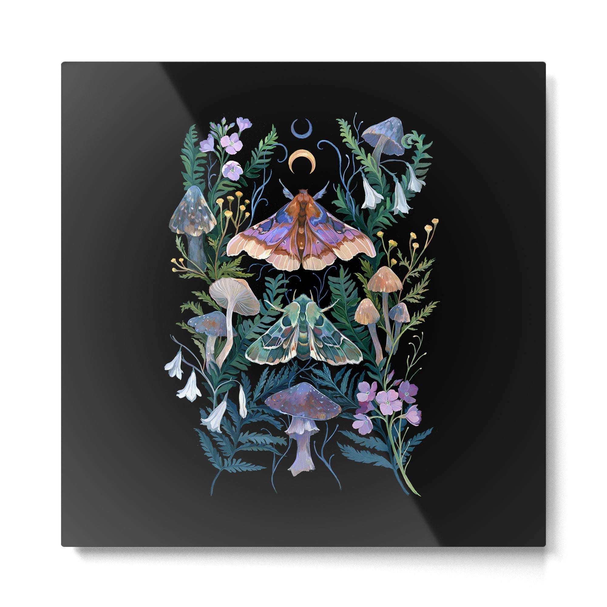 Sphinx Moth Moon Garden Metal Print | TeksDecor