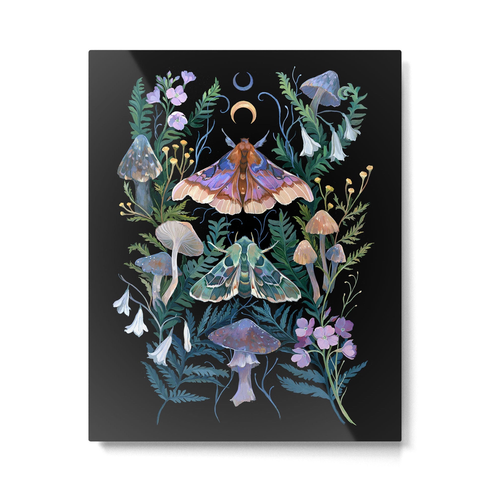 Sphinx Moth Moon Garden Metal Print | TeksDecor