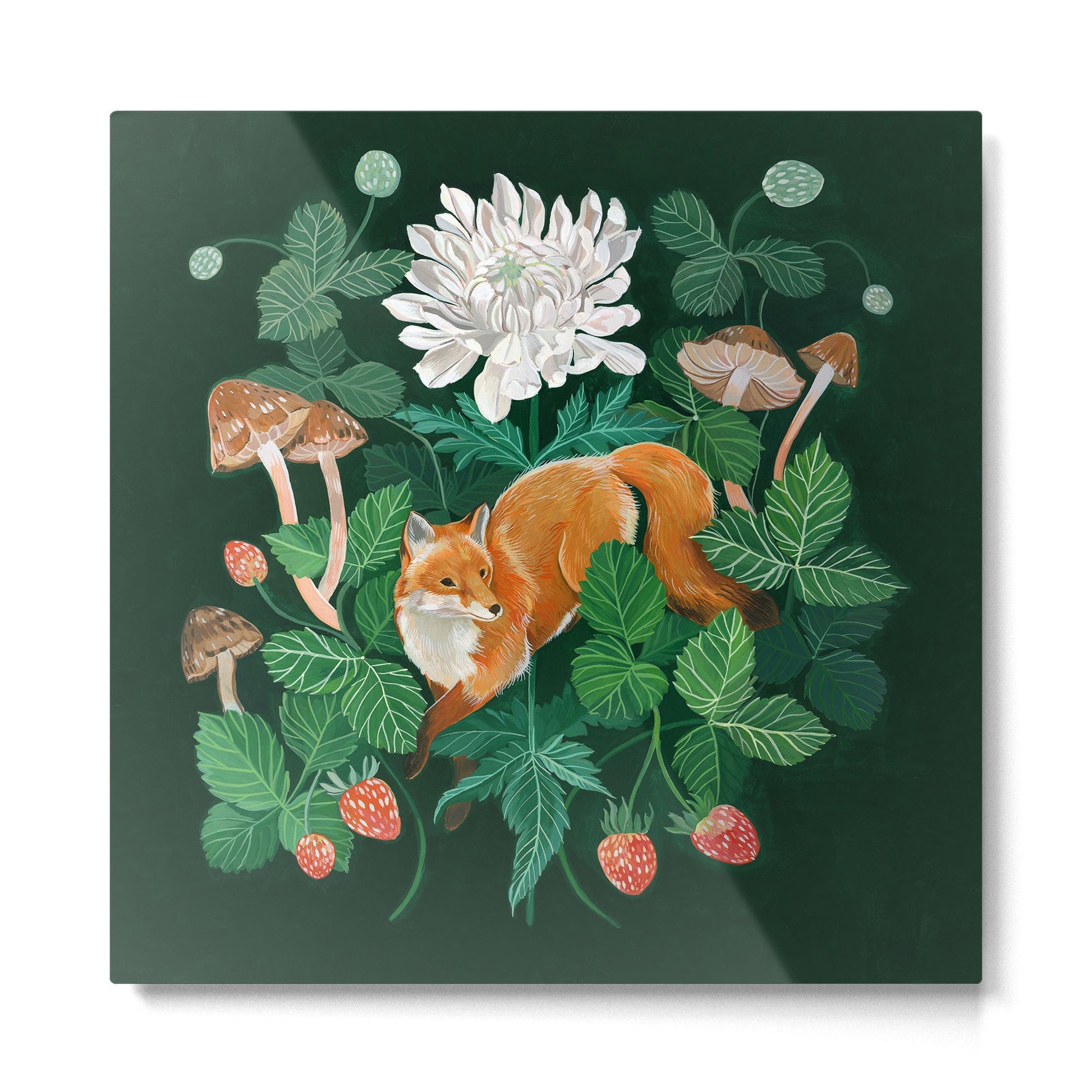 Strawberry Fox Metal Print | TeksDecor