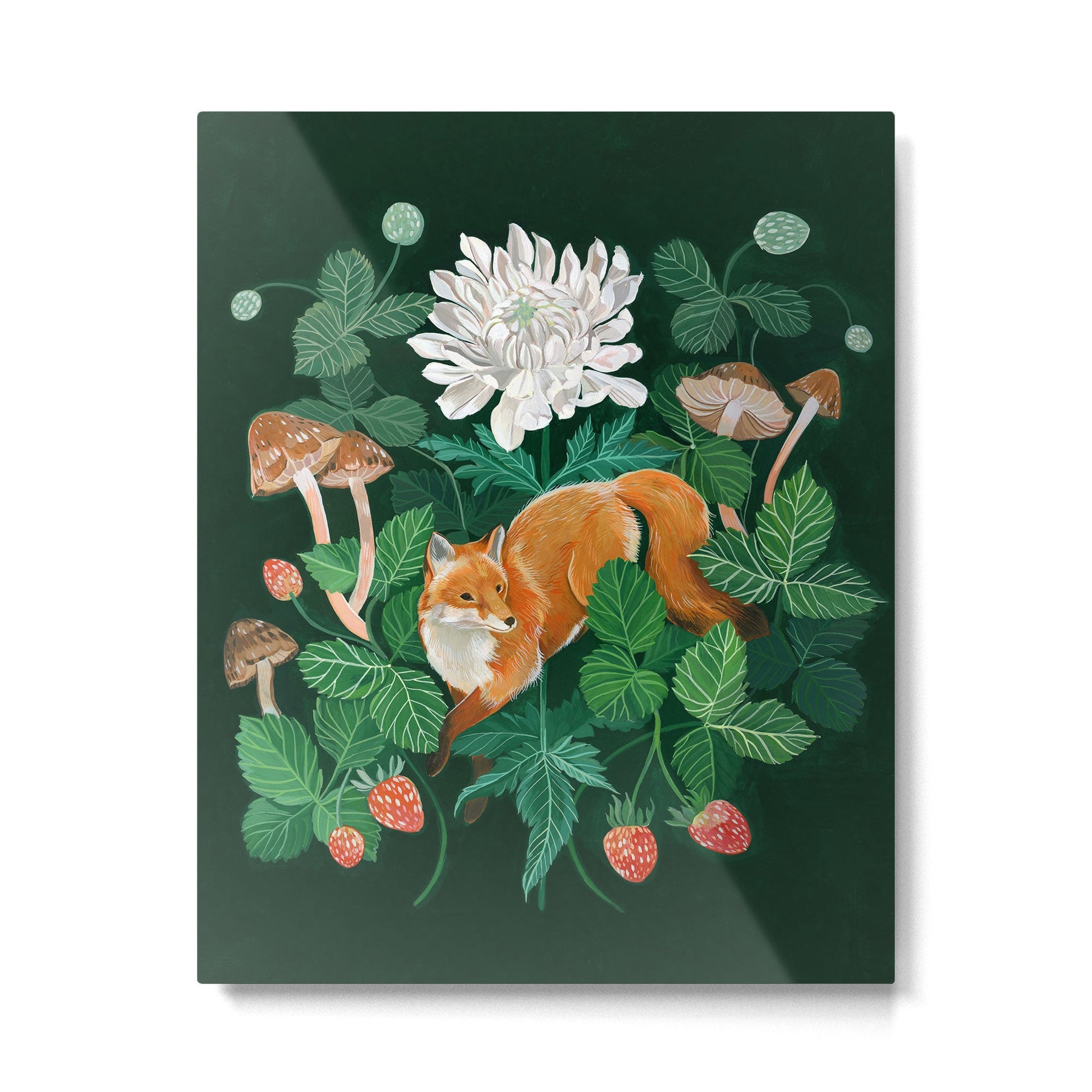 Strawberry Fox Metal Print | TeksDecor