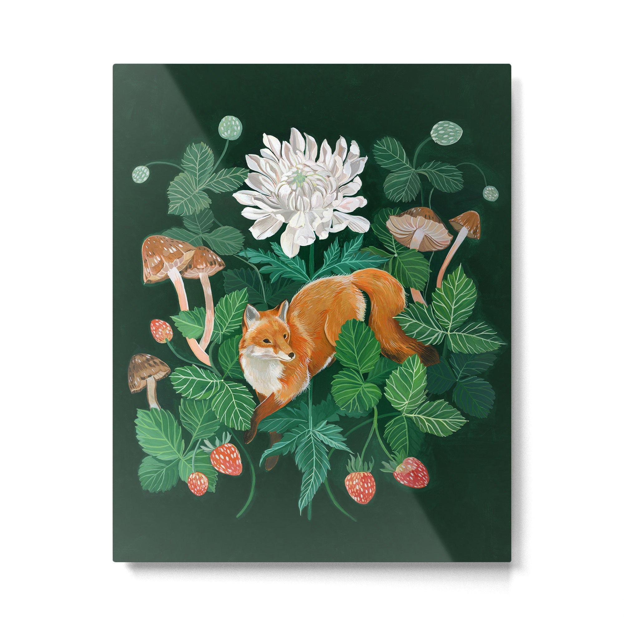 Strawberry Fox Metal Print | TeksDecor