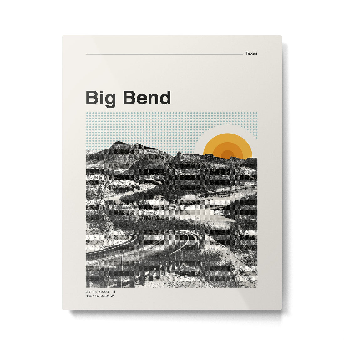 Big Bend National Park Retro Abstract Travel Poster Metal Print | TeksDecor