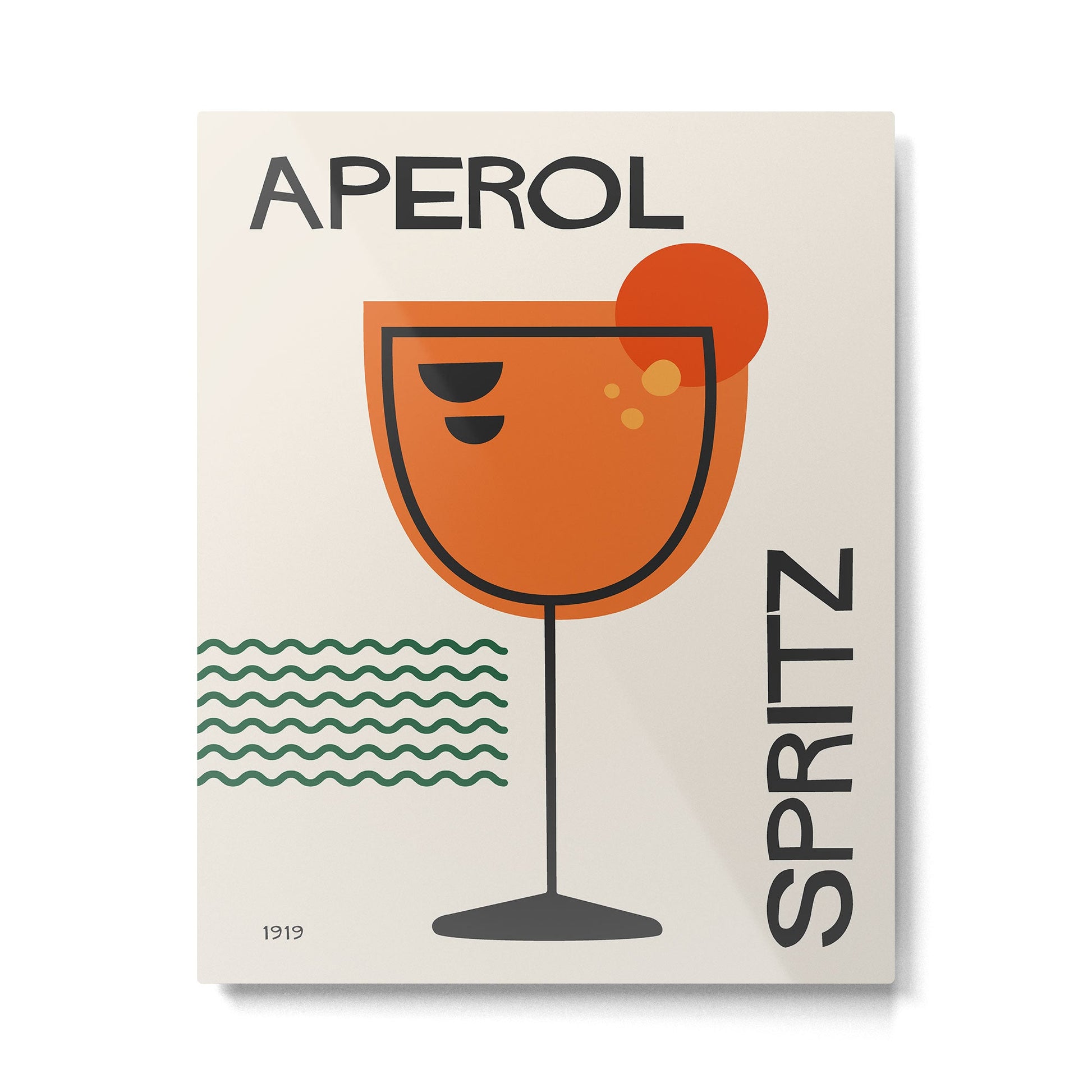Cocktail Retro Mid Century Aperol Spritz Metal Print | TeksDecor