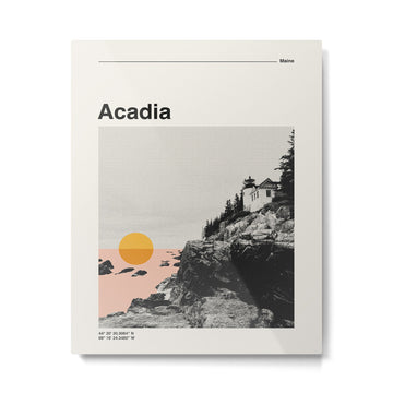 Retro National Park Poster, Acadia Maine, Vintage Mid Century Modern Metal Print | TeksDecor