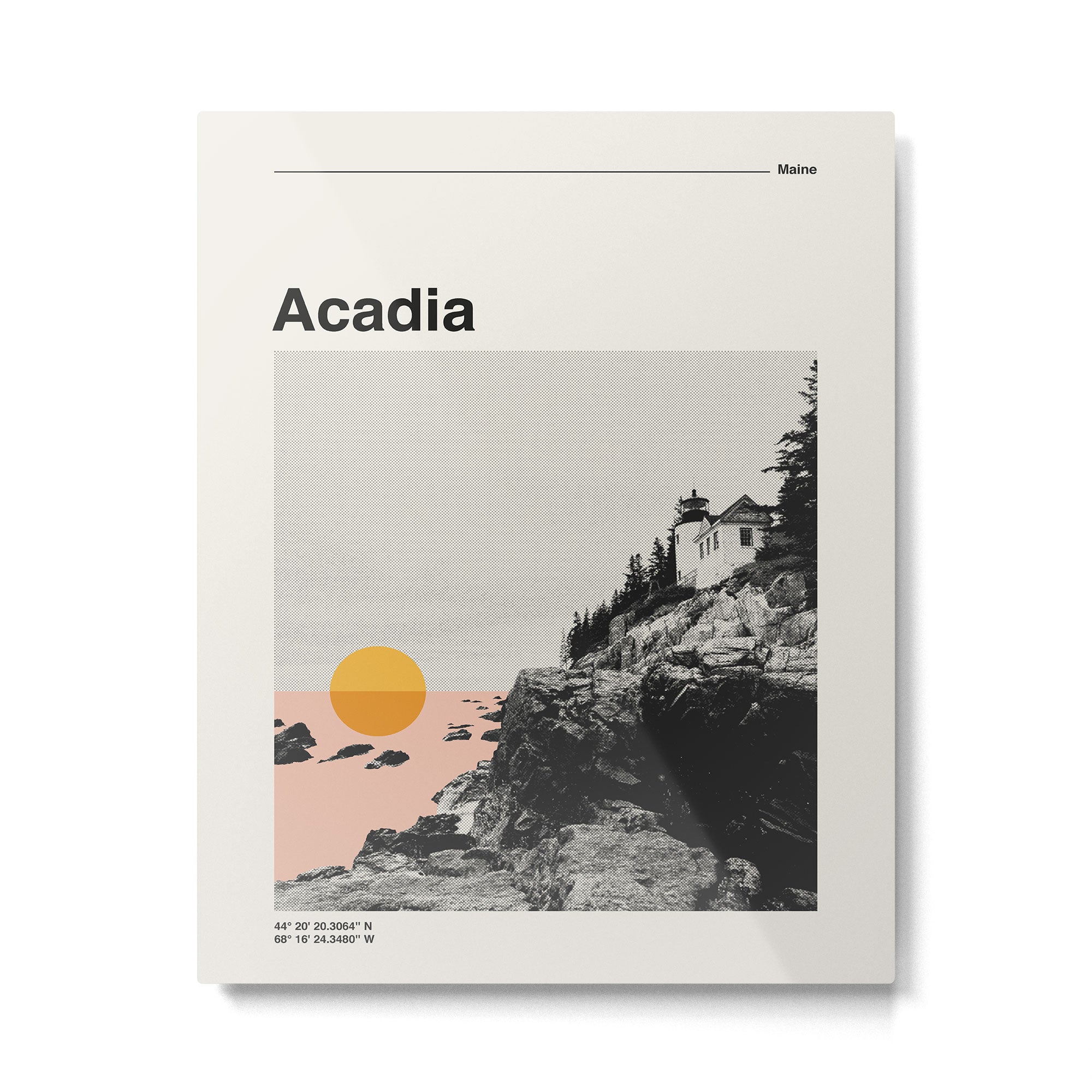 Retro National Park Poster, Acadia Maine, Vintage Mid Century Modern Metal Print | TeksDecor