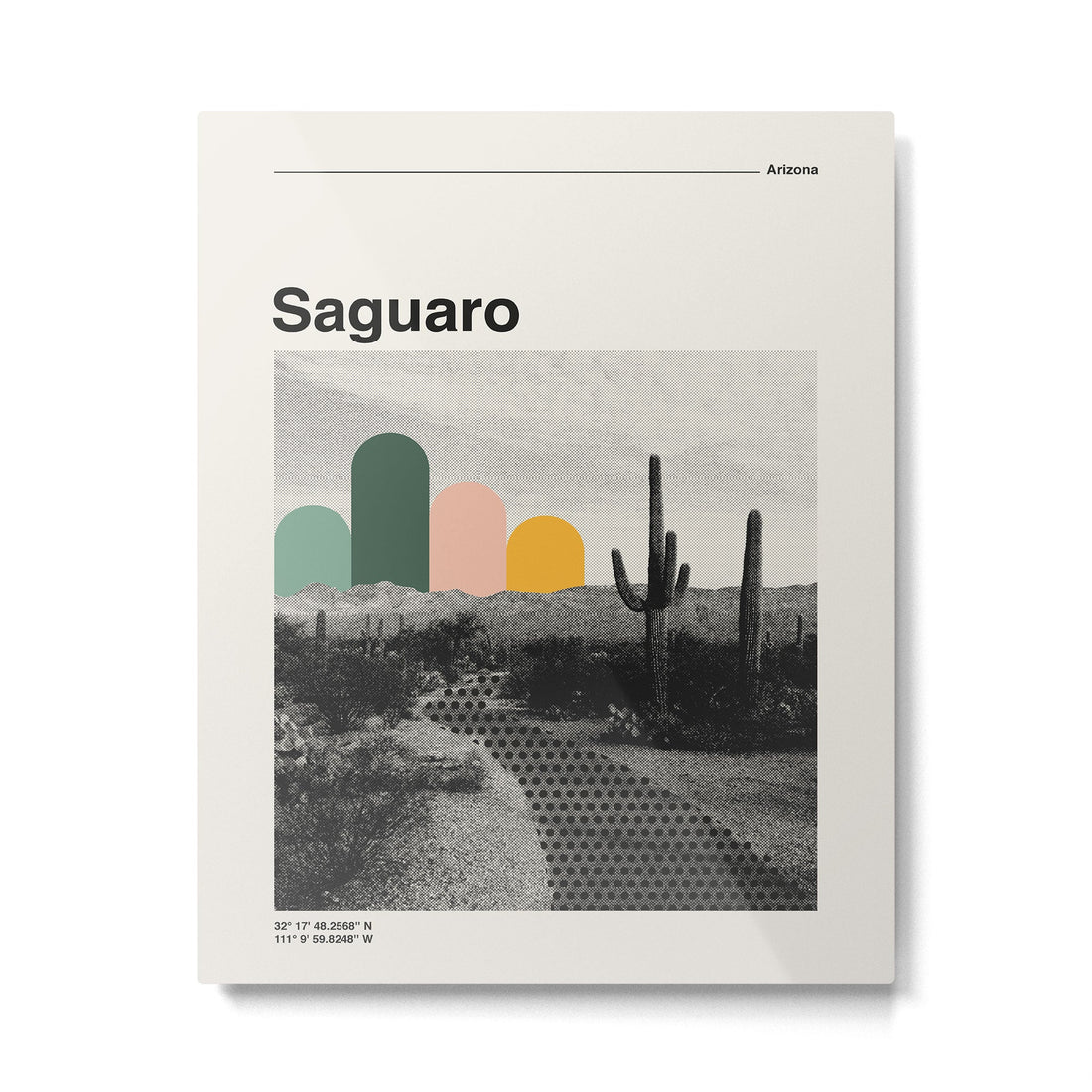 Saguaro National Park Mid Century Modern Travel Poster Metal Print | TeksDecor
