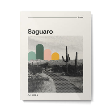 Saguaro National Park Mid Century Modern Travel Poster Metal Print | TeksDecor