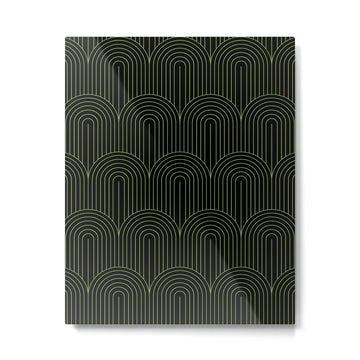 Art Deco Arch Pattern I Black & Neutral Green Metal Print | TeksDecor