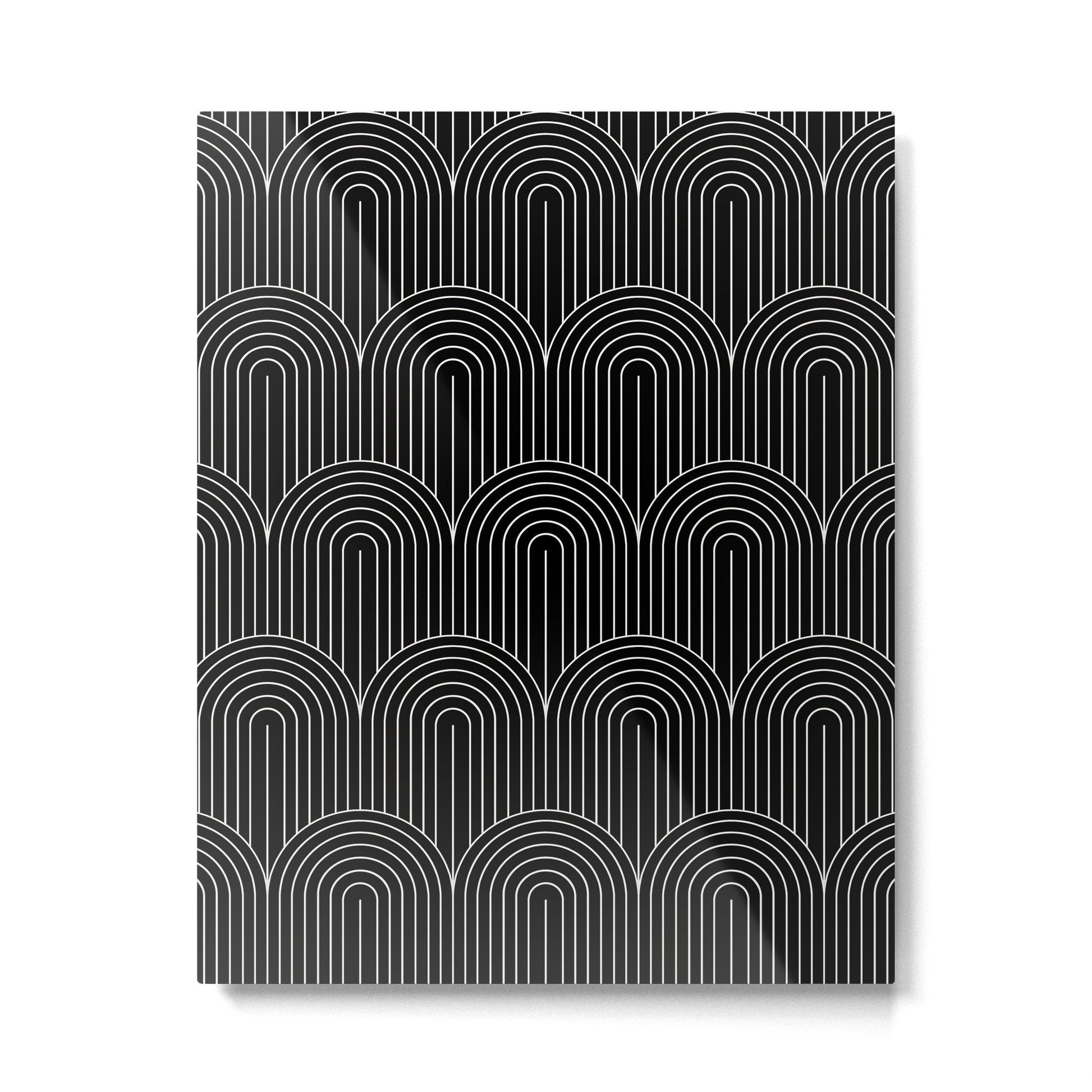 Art Deco Arch Pattern V Black & White Metal Print | TeksDecor