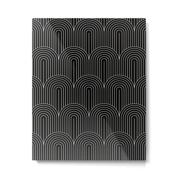 Art Deco Arch Pattern V Black & White Metal Print | TeksDecor