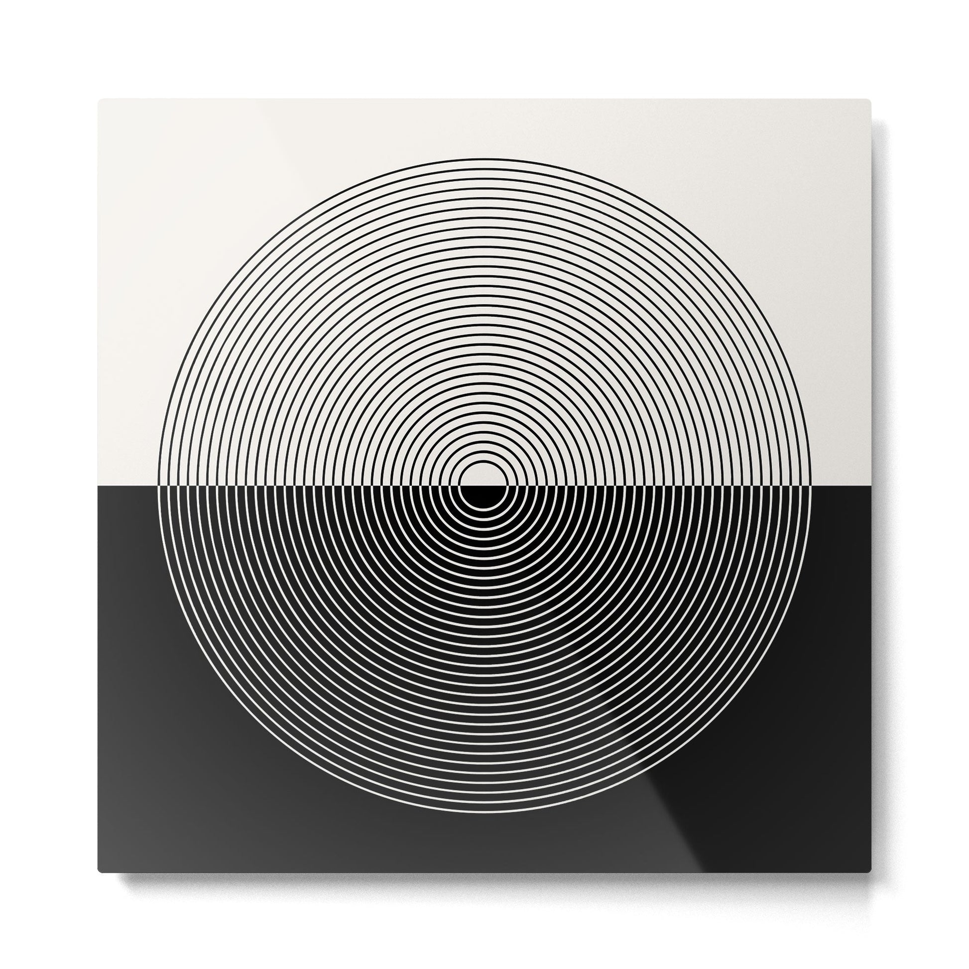 Circular Lines III Black & White Metal Print | TeksDecor