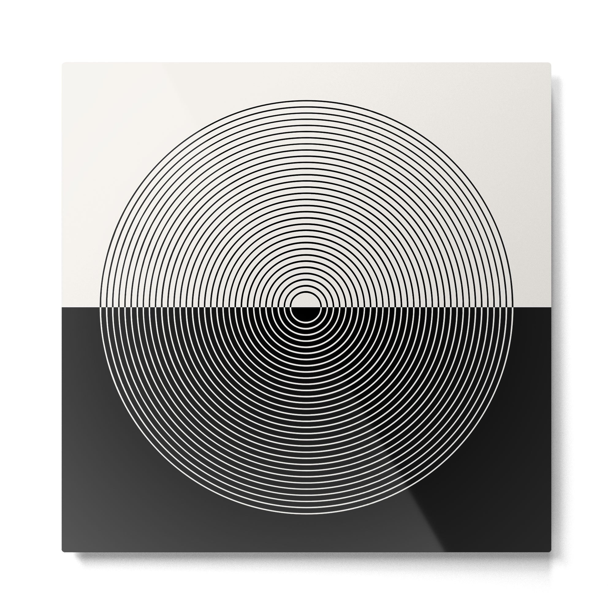 Circular Lines III Black & White Metal Print | TeksDecor