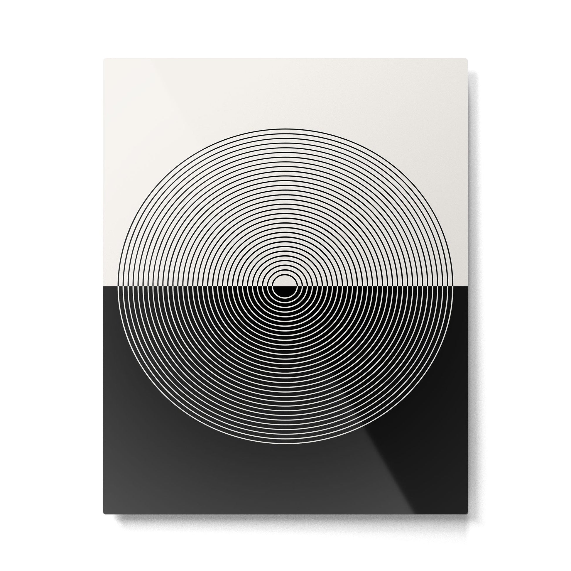 Circular Lines III Black & White Metal Print | TeksDecor