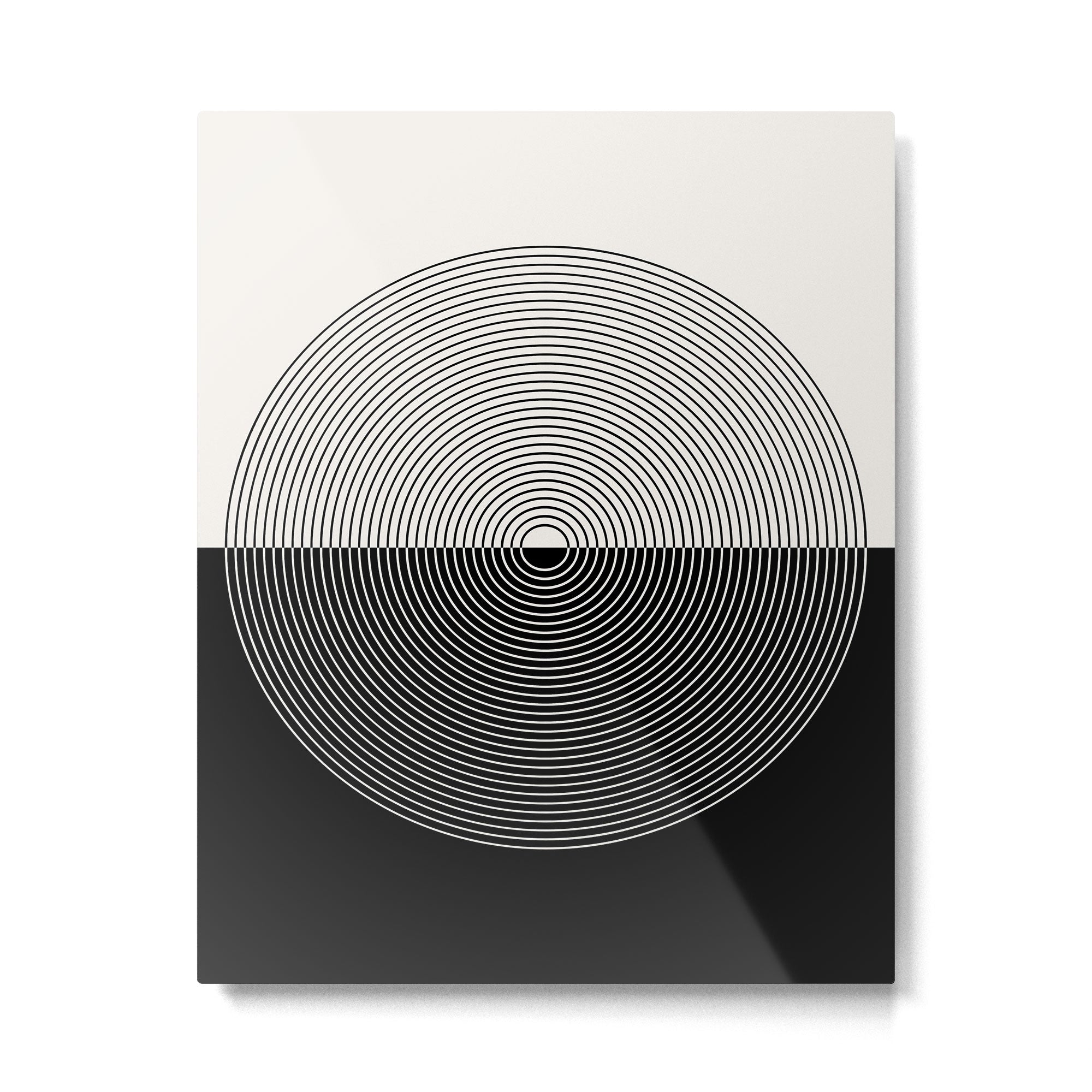 Circular Lines III Black & White Metal Print | TeksDecor