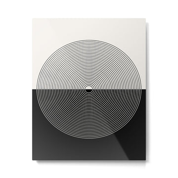 Circular Lines III Black & White Metal Print | TeksDecor