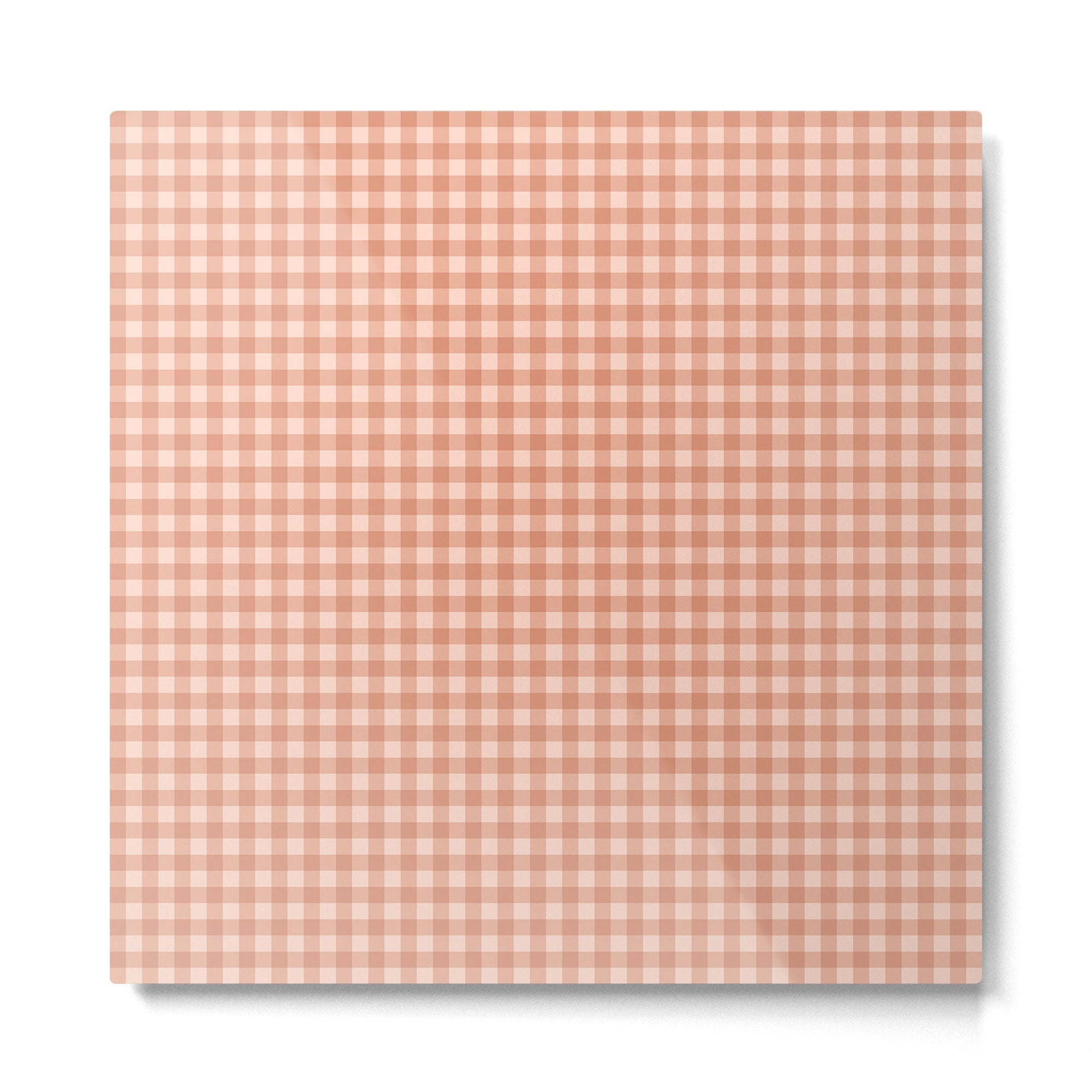 Gingham Plaid Pattern - Natural Rose Metal Print | TeksDecor