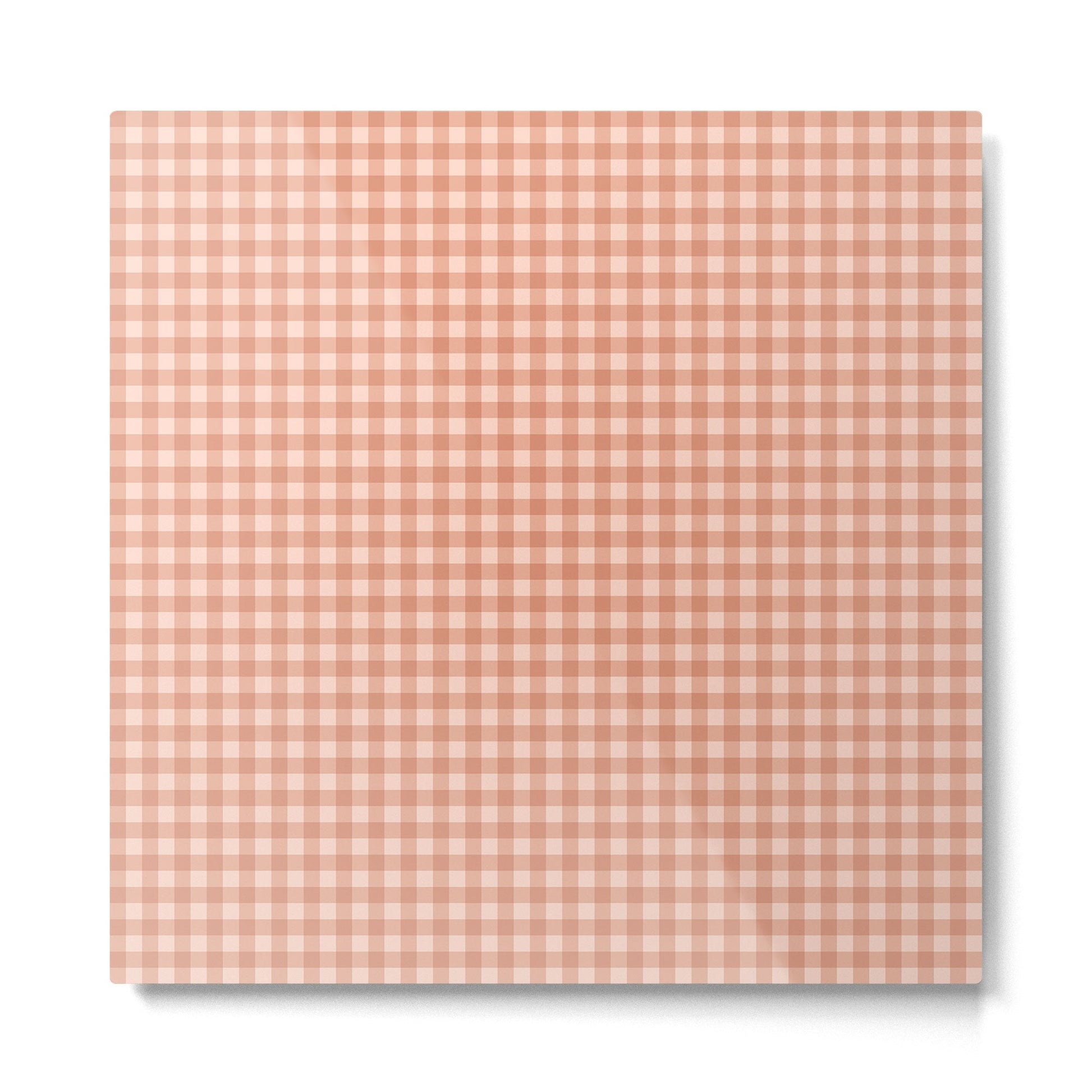 Gingham Plaid Pattern - Natural Rose Metal Print | TeksDecor