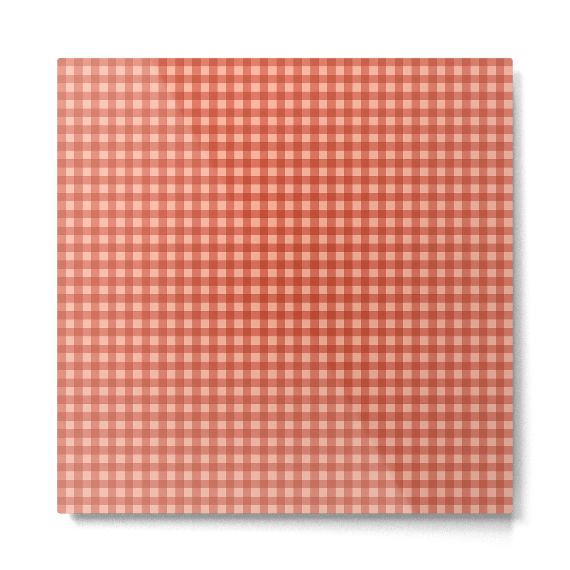 Gingham Plaid Pattern - Strawberry Red Metal Print | TeksDecor
