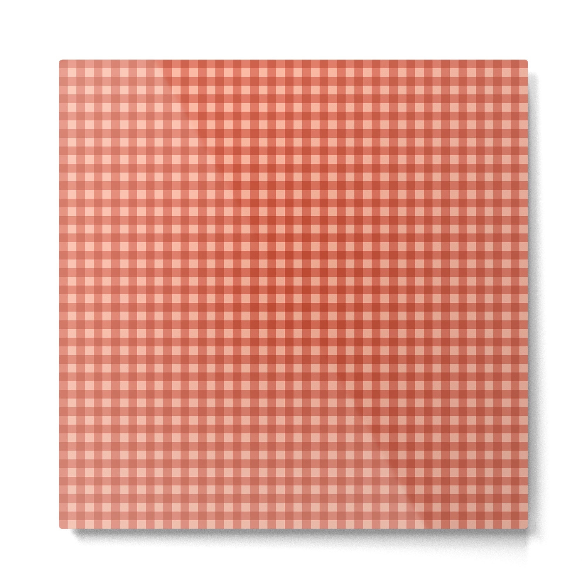 Gingham Plaid Pattern - Strawberry Red Metal Print | TeksDecor