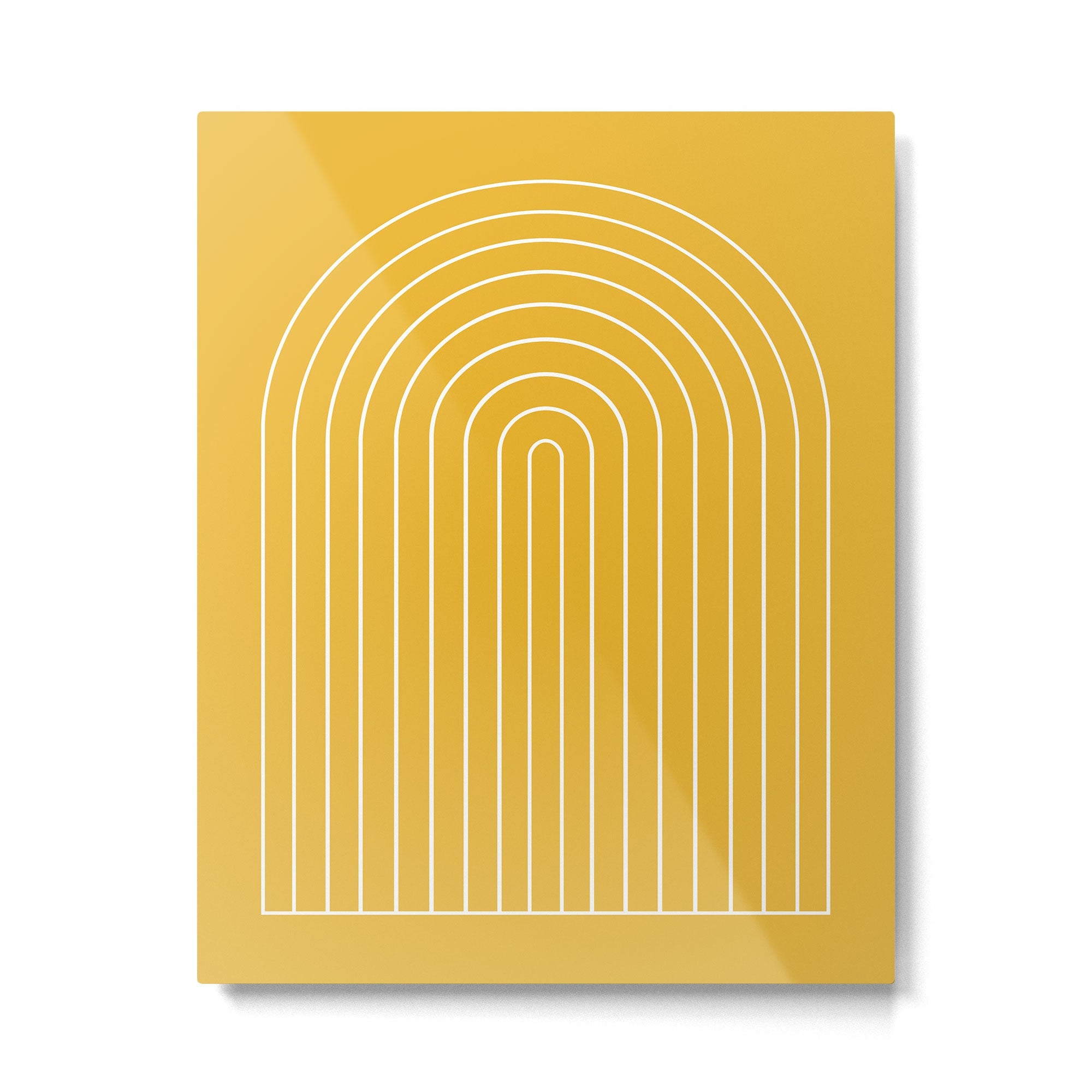 Minimal Arch IX Golden Yellow Modern Geometric Lines Metal Print | TeksDecor