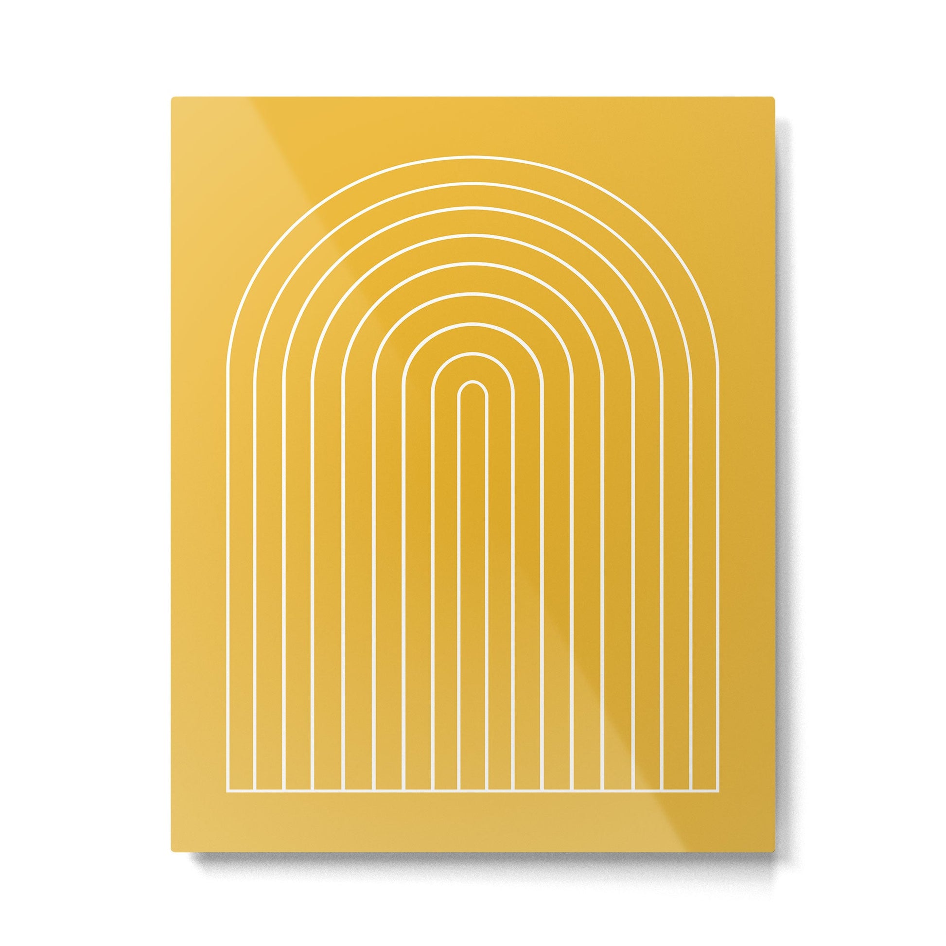 Minimal Arch IX Golden Yellow Modern Geometric Lines Metal Print | TeksDecor