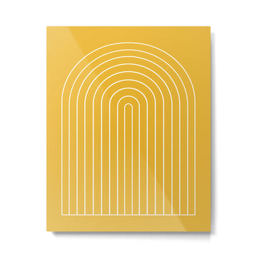 Minimal Arch IX Golden Yellow Modern Geometric Lines Metal Print | TeksDecor