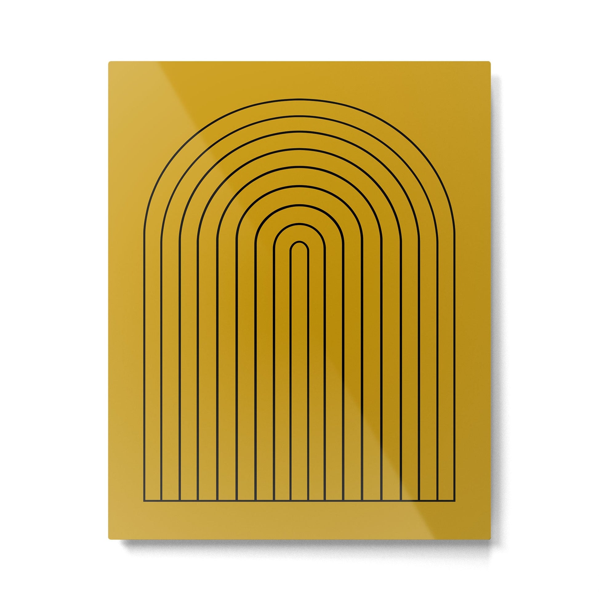 Minimal Arch VII Ochre Modern Geometric Lines Metal Print | TeksDecor