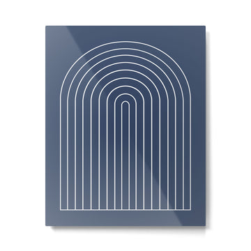 Minimal Arch XIV Navy Blue Modern Geometric Lines Metal Print | TeksDecor