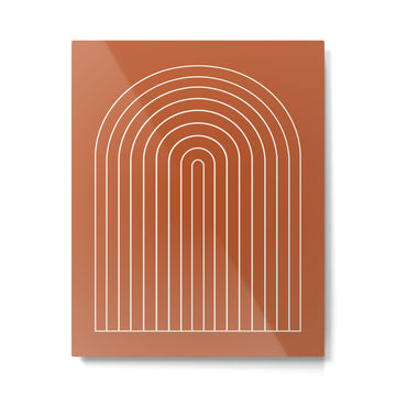 Minimal Arch XX Red Modern Geometric Lines Metal Print | TeksDecor