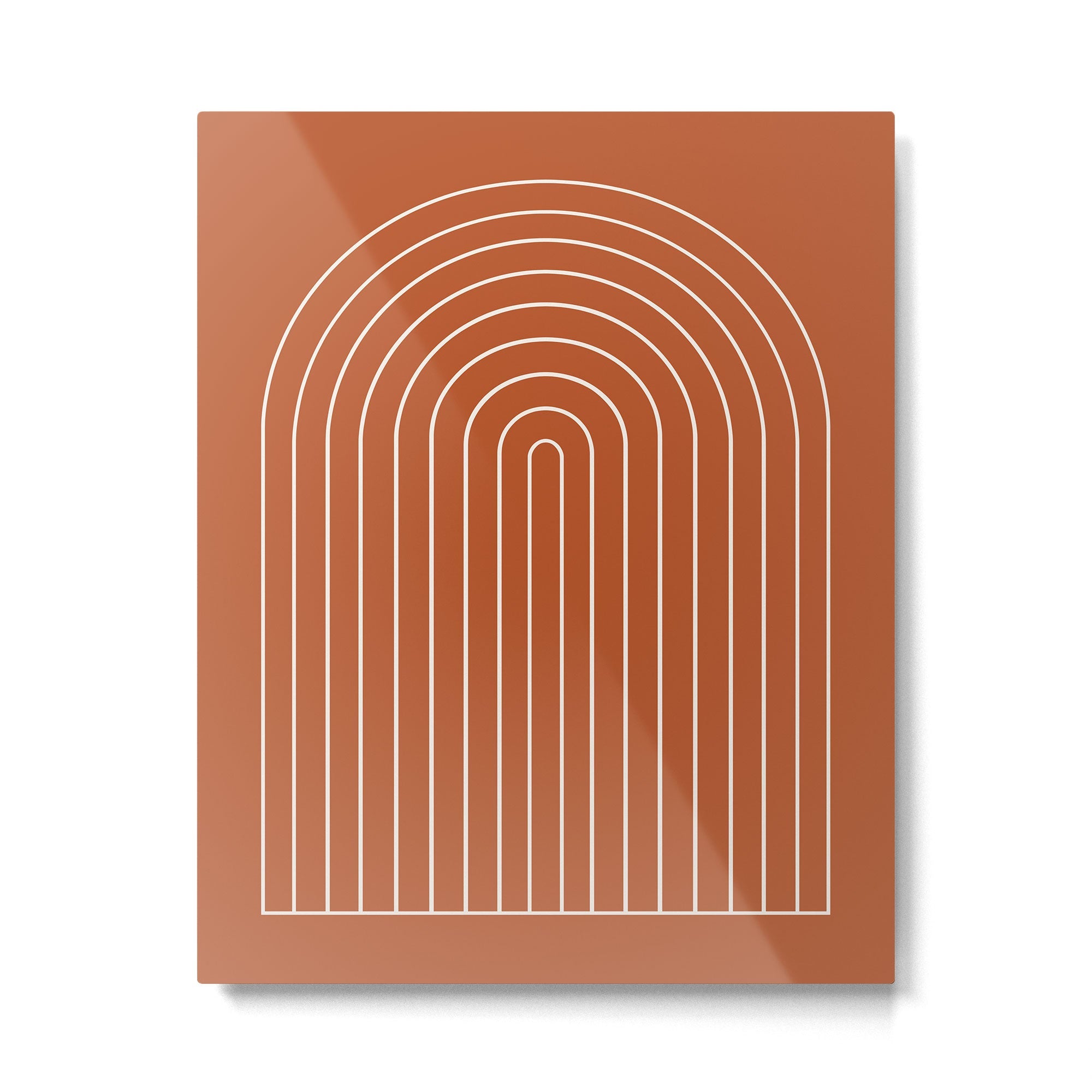 Minimal Arch XX Red Modern Geometric Lines Metal Print | TeksDecor